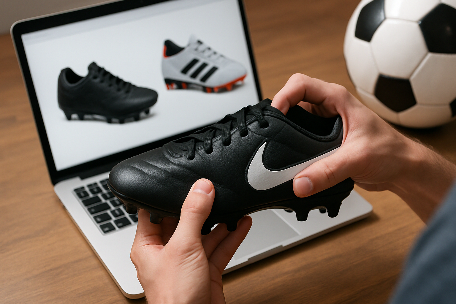 Online voetbaluitrusting kopen: pasvorm eerst, dan merk
